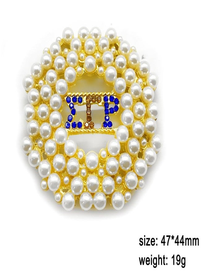 muiot SIGMA GAMMA RHO Sorority Golden Brooch With Imitation Pearls & Rhinestone Metal Greek Letter Brooch Sorority Symbol SGR Member Jewelry Pin - Image 3